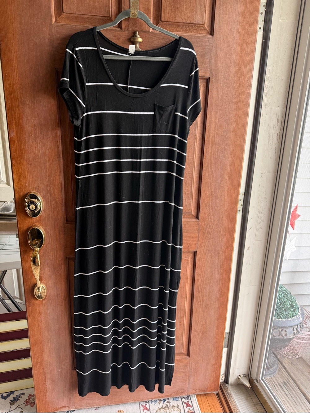 Old Navy Black Maxi Dress with White Stripes